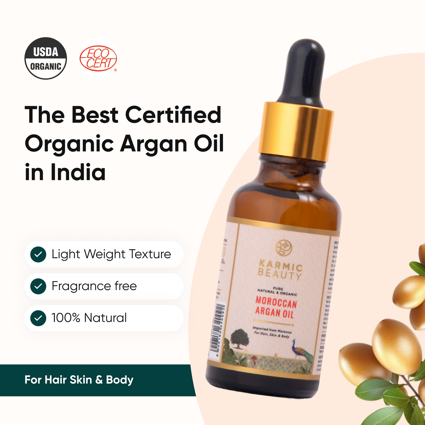 100% Pure, Natural & Organic Moroccan Argan Oil for Hair & Face