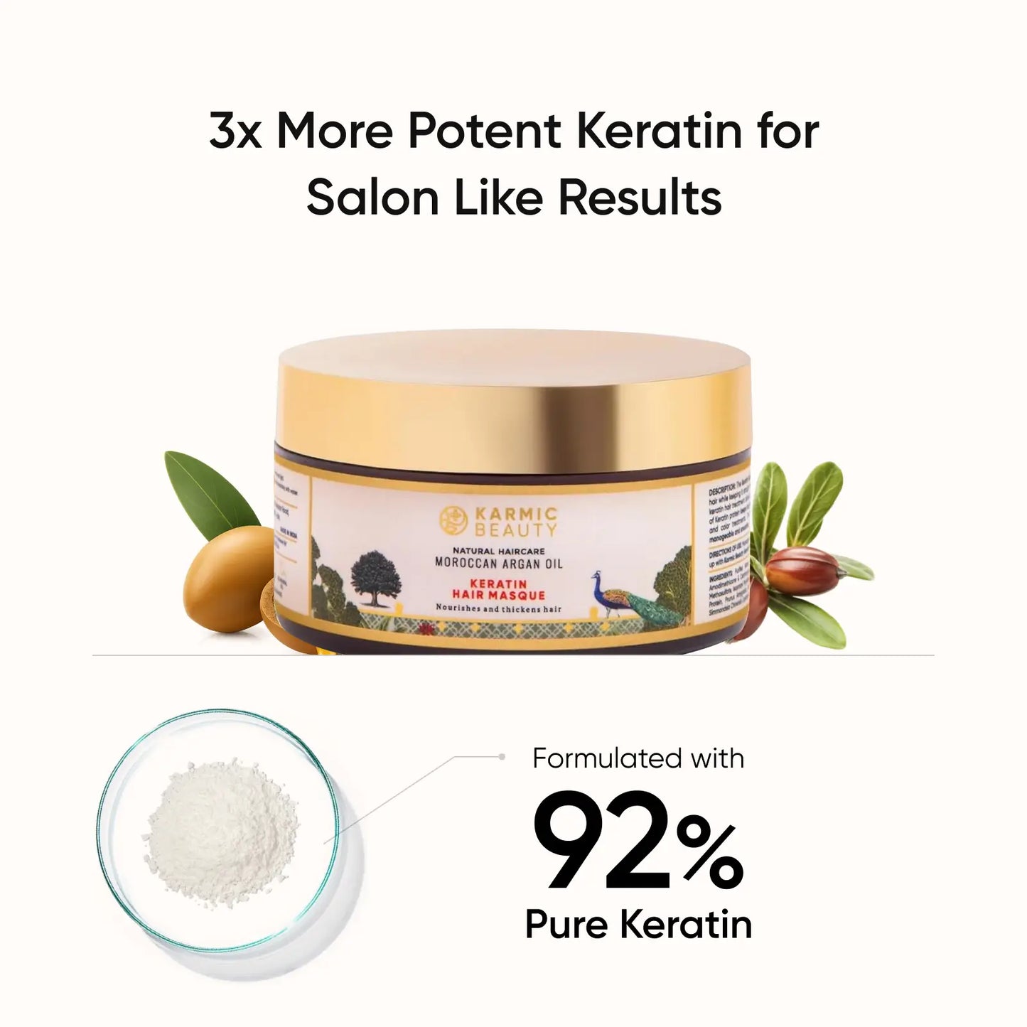 Nourishing Hair Masque with Certified Organic Moroccan Argan Oil & Hydrolyzed Keratin