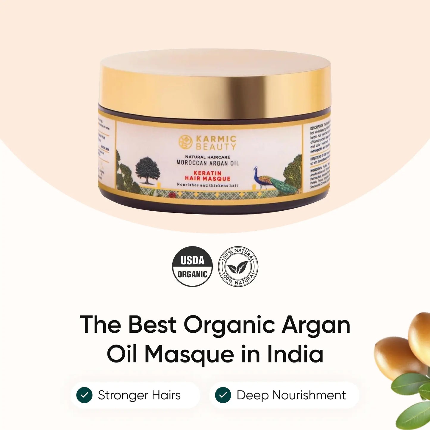 Nourishing Hair Masque with Certified Organic Moroccan Argan Oil & Hydrolyzed Keratin