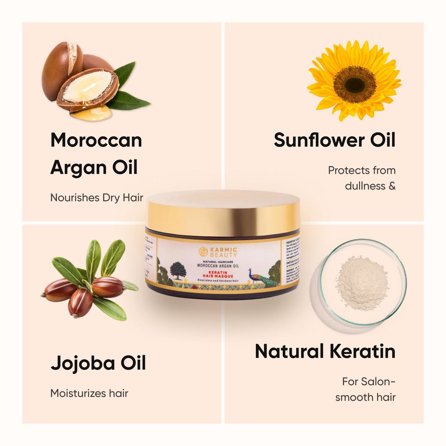 Nourishing Hair Masque with Certified Organic Moroccan Argan Oil & Hydrolyzed Keratin