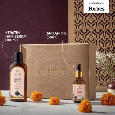 Frizz Fix Hair Silk and Shine Combo of Keratin Serum (100ml) & Argan Oil (50ml)