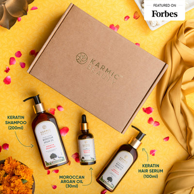 Majestic Trio: Rejuvenate & Restore Hair Ritual For Men Set of Keratin Shampoo (200ml), Serum (100ml), Argan Oil (30ml)