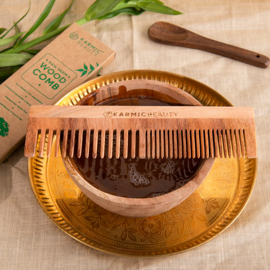 Karmic Beauty Raw Neem Dual Teeth Wooden Comb