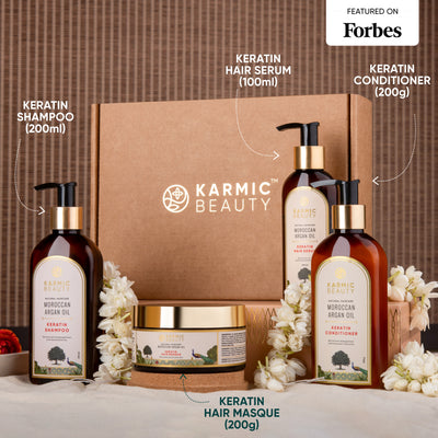 Royal Revival: Repair & Nourish Hair Ritual Set of Keratin Shampoo (200ml), Conditioner (200g), Masque (200g), Serum (100ml)