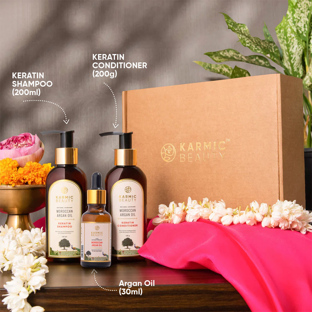 Regal Roots (Raja): Repair & Protect Hair Care Set of Keratin Shampoo (100ml), Conditioner (100g) & Hair Serum (30ml)