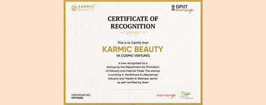 Karmic Beauty Earns Prestigious Startup India Recognition by Department for Promotion of Industry and Internal Trade