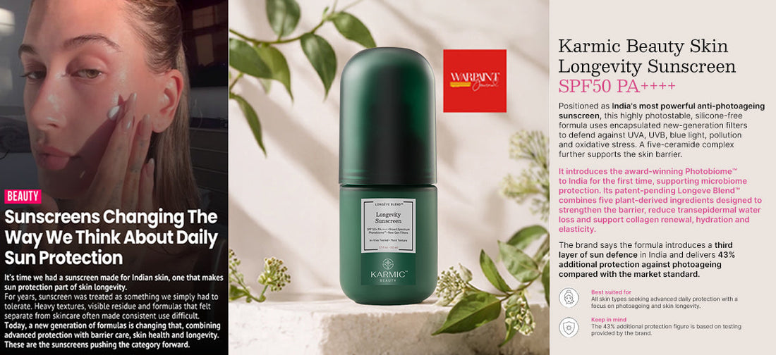 Warpaint Journal Recommends Karmic Beauty’s Longevity Sunscreen Among India’s Best Sunscreens