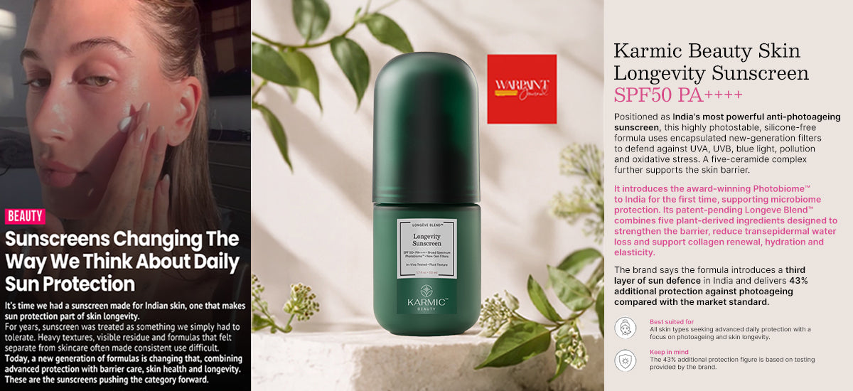 Warpaint Journal Recommends Karmic Beauty’s Longevity Sunscreen Among India’s Best Sunscreens