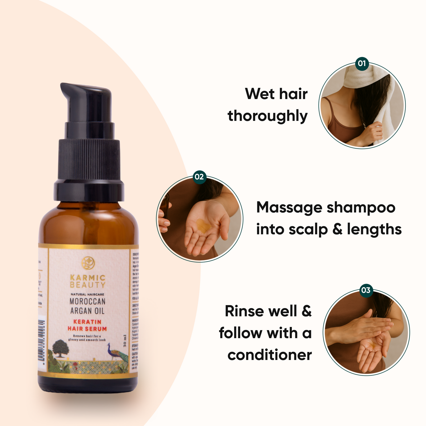 Smoothening Hair Serum with Certified Organic Moroccan Argan Oil & 100% Natural Keratin