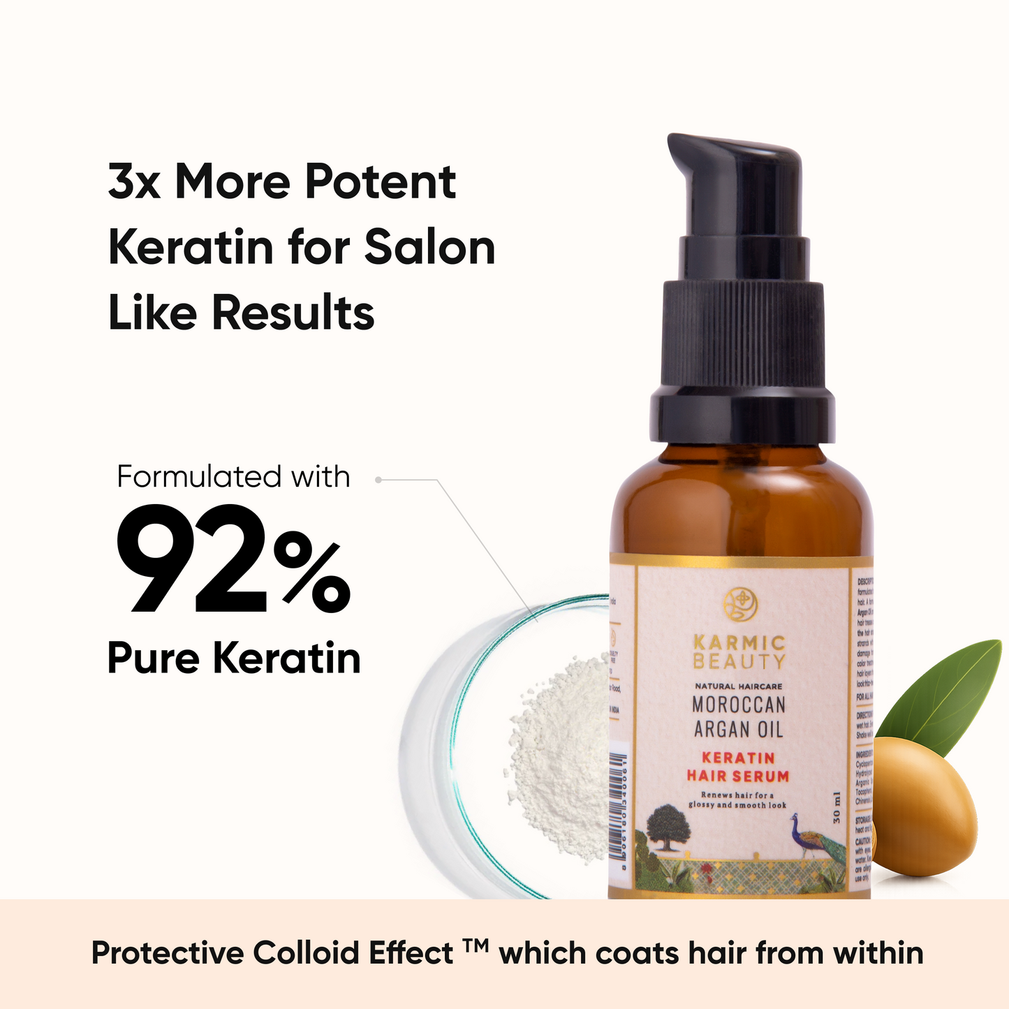 Smoothening Hair Serum with Certified Organic Moroccan Argan Oil & 100% Natural Keratin