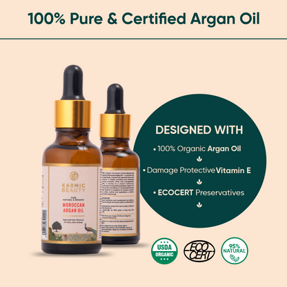 100% Pure & Organic Moroccan Argan Oil for Hair, Face & Body