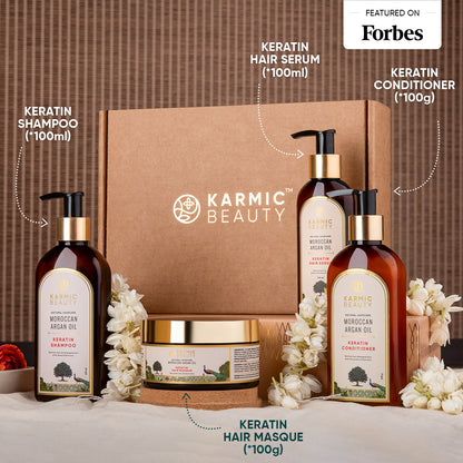 Botanical Bliss: Repair & Nourish Hair Ritual Set of Keratin Shampoo (100ml), Conditioner (100g), Masque (100g), Serum (100ml)