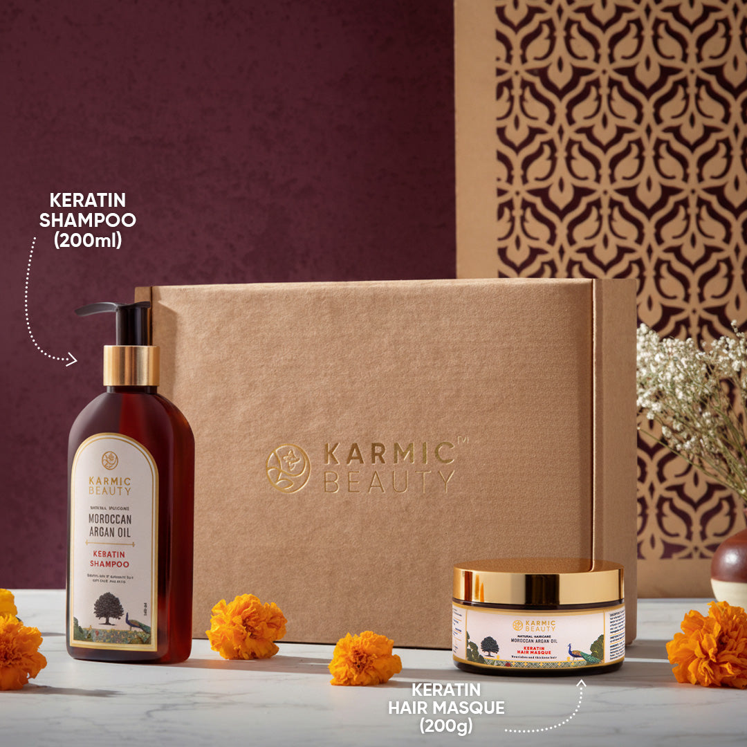 Frizz-Free Luxe Combo of Keratin Shampoo (200ml) & Hair Masque (200g)