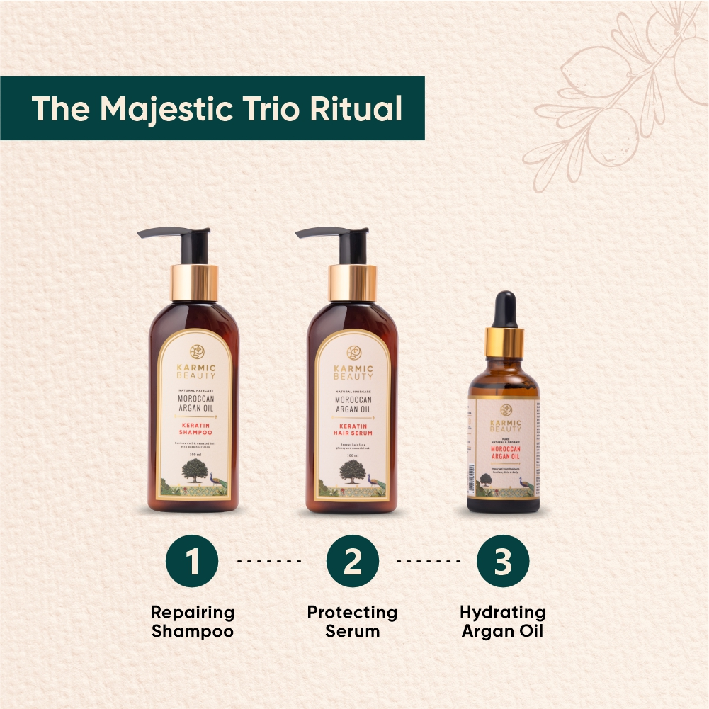 Majestic Trio hair care set of karmic beauty steps to use or proper ritual to use.