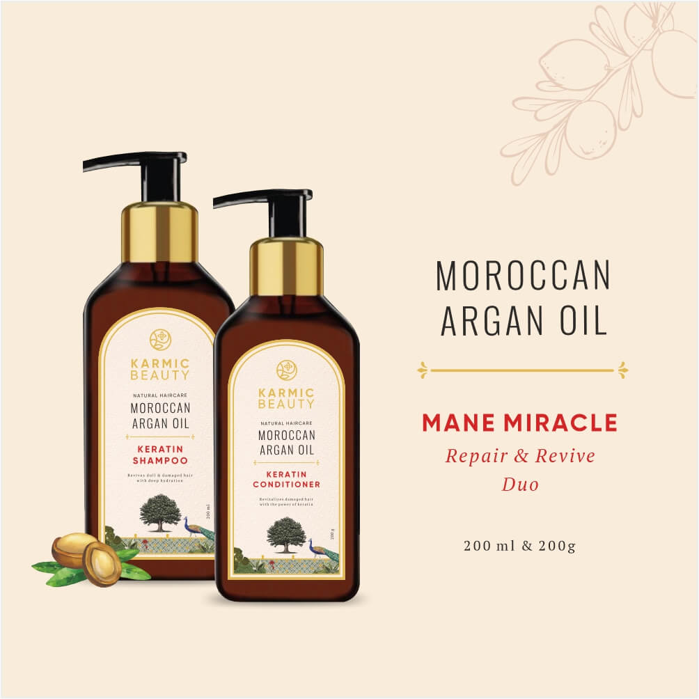 Karmic Beauty's Moroccan oil - Mare Miracle - Repair & Restore, showing net quantity in each bottle