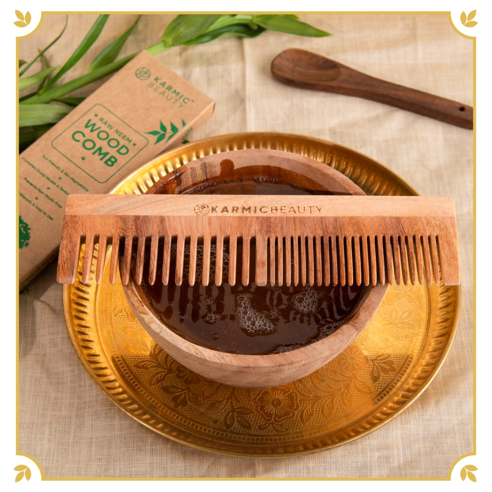 Karmic Beauty Raw Neem Dual Teeth Wooden Comb