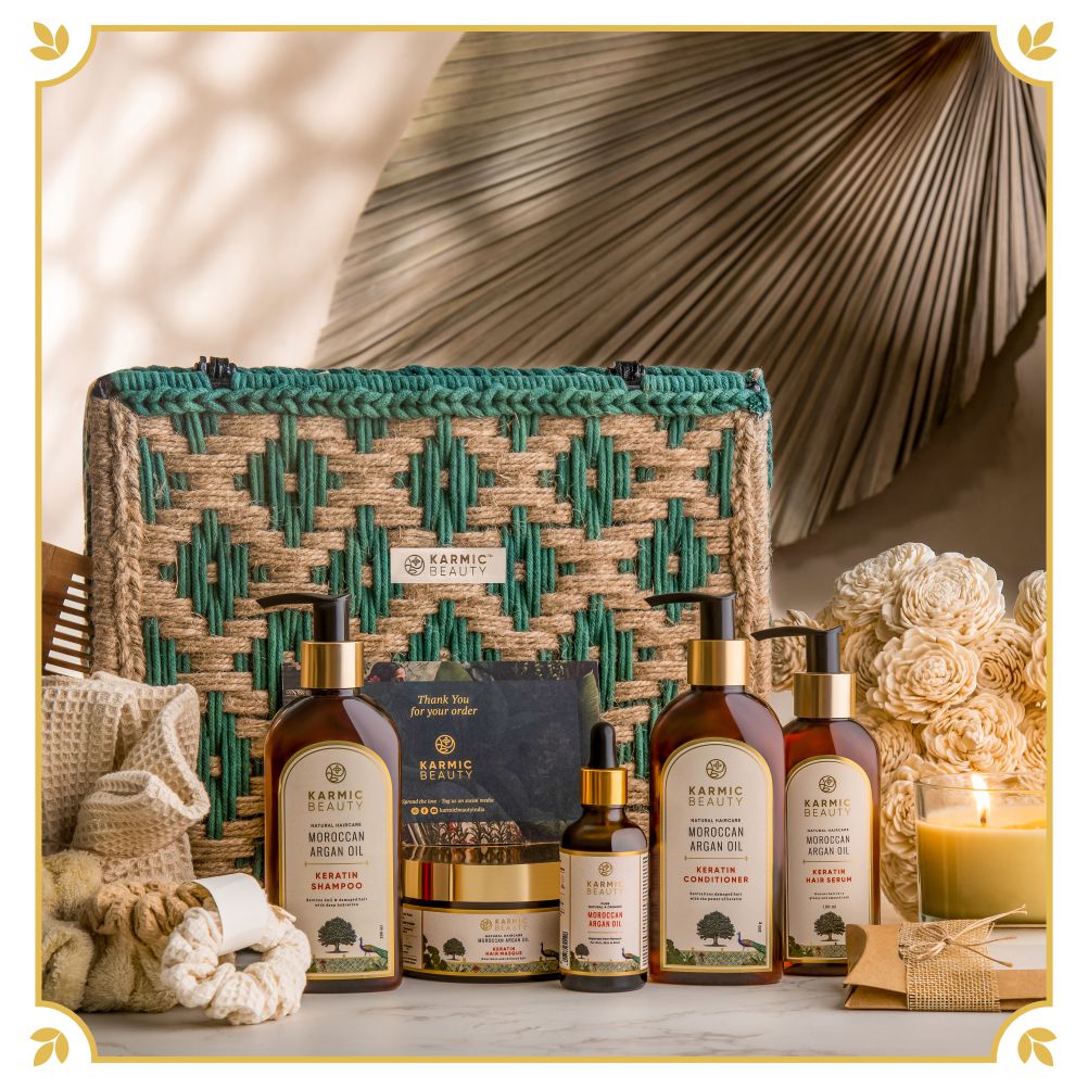 Karmic Beauty's Regal Reflections Ensemble Classic Gift Basket overview of all product offered in this luxurious gift set.