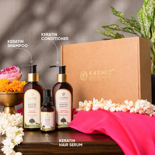 Regal Roots (Raja): Repair & Protect Hair Care Set of Keratin Shampoo (100ml), Conditioner (100g) & Hair Serum (30ml)