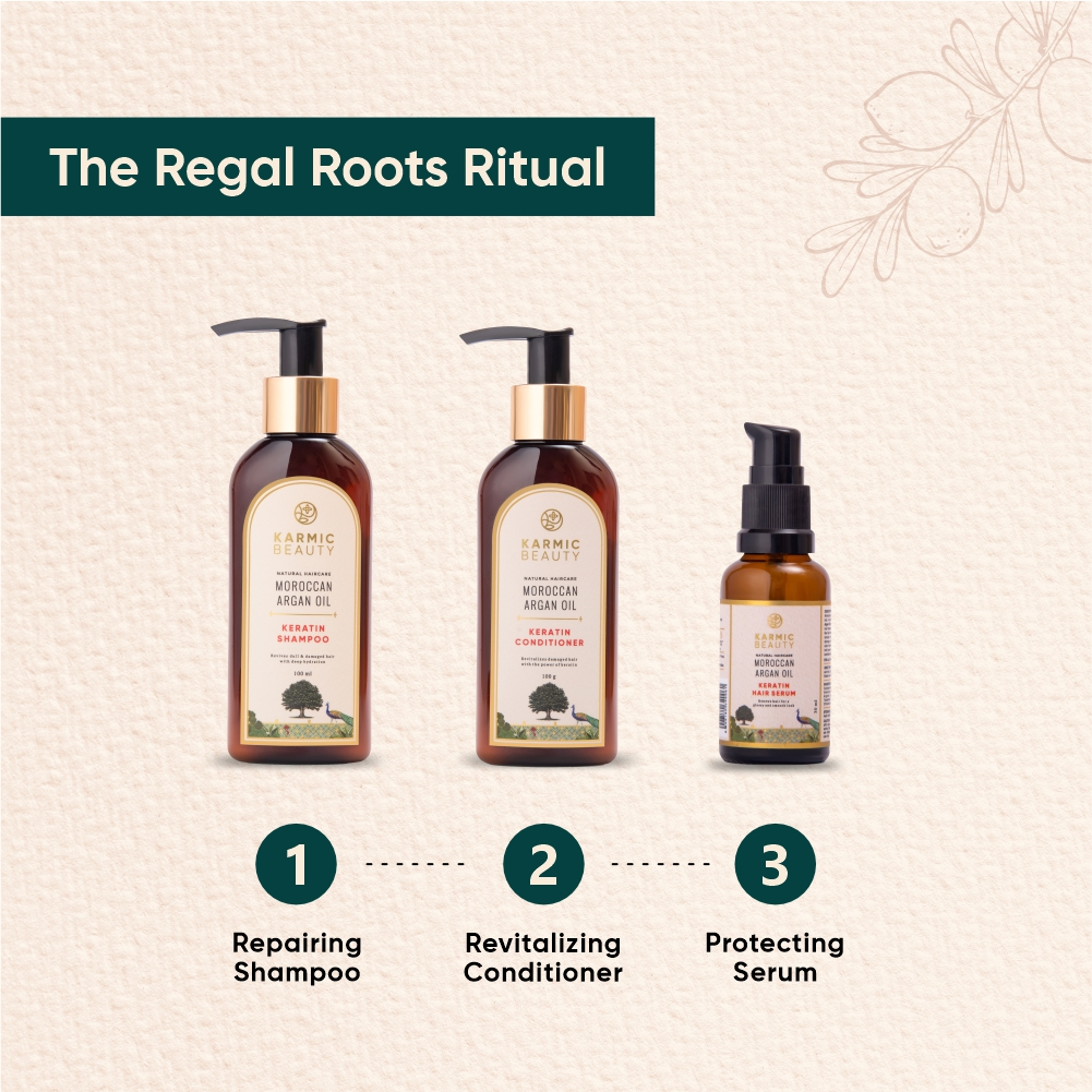 The Regal Roots Ritual products including Shampoo, Conditioner, & Serum