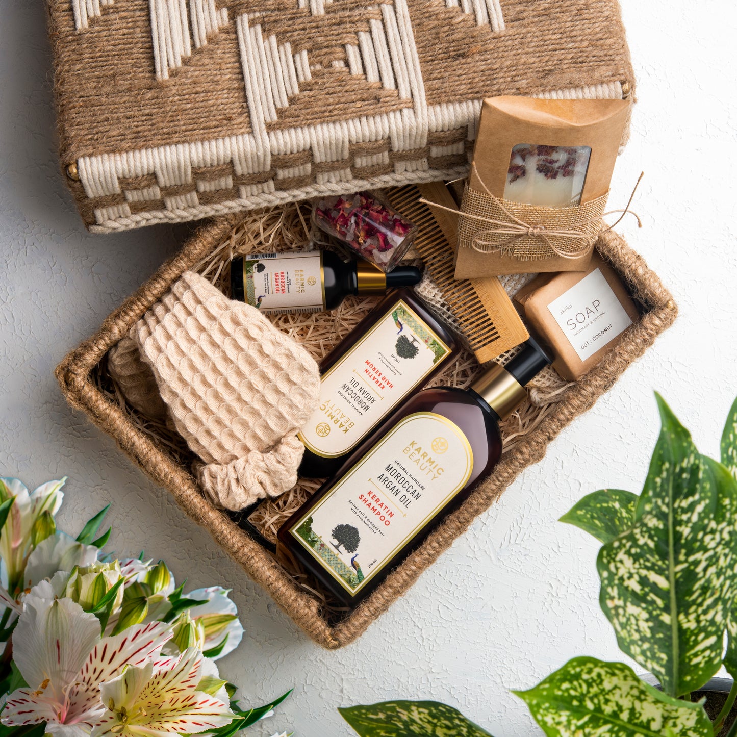 Karmic Beauty's Royal Majesty Indulgence Gift Basket All items are packed in a Hand Woven Basket.