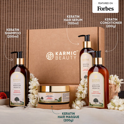 Royal Revival: Repair & Nourish Hair Ritual Set of Keratin Shampoo (200ml), Conditioner (200g), Masque (200g), Serum (100ml)