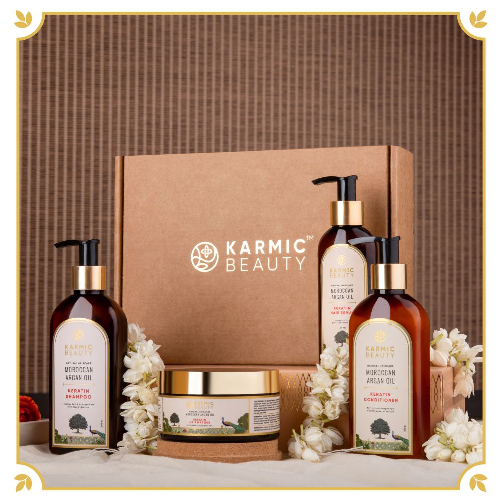 Karmic Beauty Royal Revival Hair Care Set of 4 Natural and Organic Products with Karmic Beauty Box.