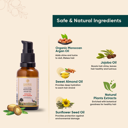 Diverse natural ingredients for Karmic beauty hair serum