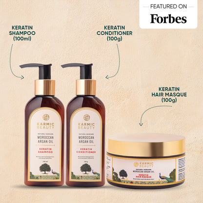 Ultra Frizz Control Trio of Keratin Shampoo (100ml), Conditioner (100g) & Hair Masque (100g)
