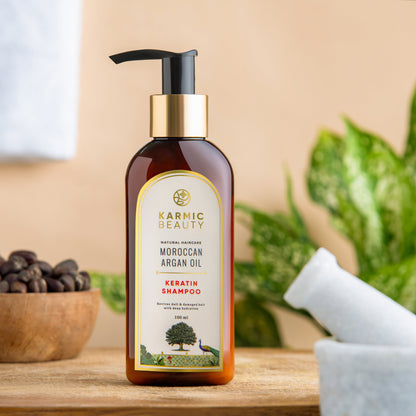 Karmic Beauty Shampoo made of pure moroccan argan oil and Keratin.