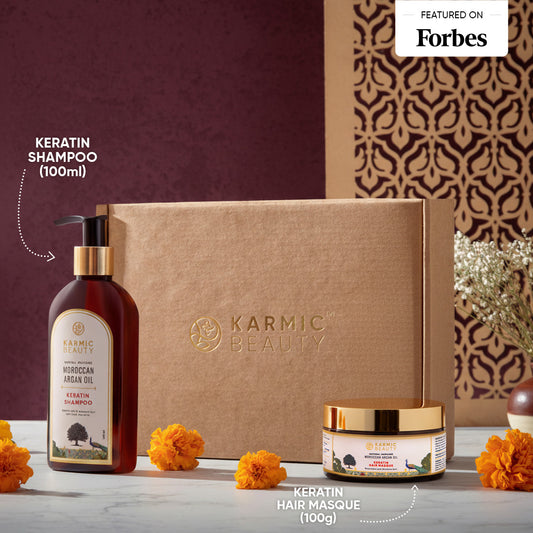 Frizz-Free Luxe Combo of Keratin Shampoo (200ml) & Hair Masque (200g)
