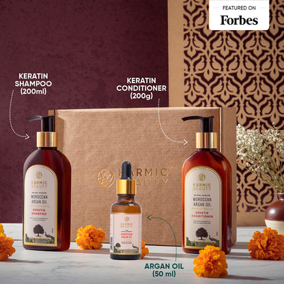 Pure Silk Hair Therapy Trio of Shampoo (200ml), Conditioner (200g) & Argan Oil (50ml)
