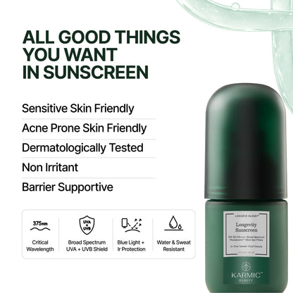 Longevity Sunscreen Spf 50 PA++++ with Photobiome™ Complex & ENCAPSULATED New Generation Filters