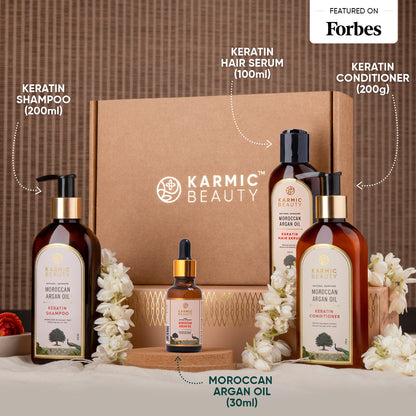 Pure Nourish Hair Ritual Kit of Keratin Shampoo (200ml), Conditioner (200g), Hair Serum (100ml) & Argan Oil (30ml)